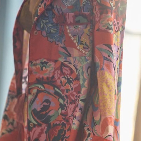 Anthropologie Alexandra Farmer Secret Garden Flannel Pajama Top Small - Picture 3 of 4